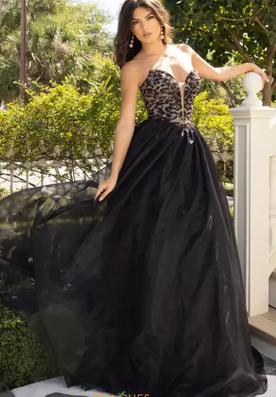 Long Dresses|Plus Sized Dresses^Rachel Allan 71026 Black Cheetah