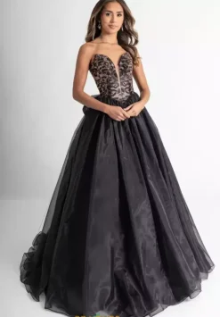 Long Dresses|Plus Sized Dresses^Rachel Allan 71026 Black Cheetah