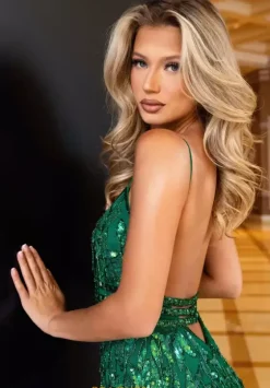 Fitted|Long Dresses^Rachel Allan 70401 Emerald