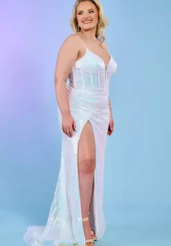 Fitted|Long Dresses^Rachel Allan 70307 White