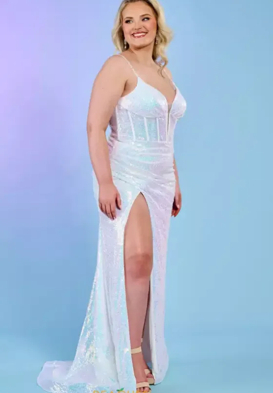 Fitted|Long Dresses^Rachel Allan 70307 White