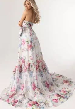 A Line|Long Dresses^Rachel Allan 71065 White Multi