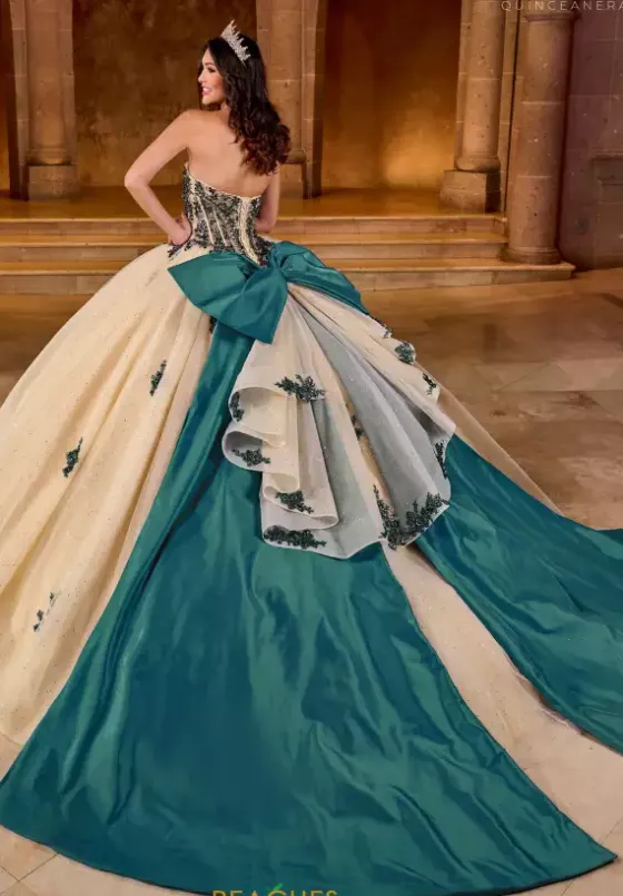 Plus Sized Quince Dresses|Sweet Sixteen^Rachel Allan Quince RQ1152 Champagne Peacock