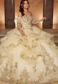 Sweet Sixteen|Quince Dresses With Sleeves^Rachel Allan Quince RQ3107 Champagne/Rose Gold