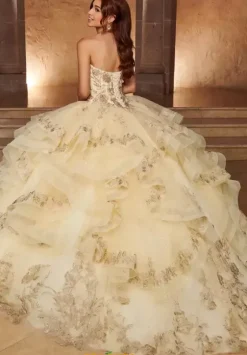 Sweet Sixteen|Quince Dresses With Sleeves^Rachel Allan Quince RQ3107 Champagne/Rose Gold