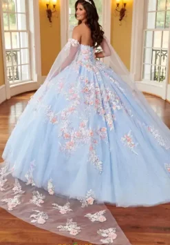 Plus Sized Quince Dresses|Sweet Sixteen^Rachel Allan Quince RQ2161 Light Blue/Multi