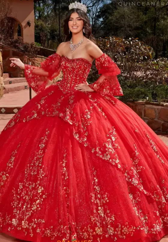 Sweet Sixteen|Quince Dresses With Sleeves^Rachel Allan Quince RQ2178 Red