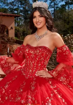 Sweet Sixteen|Quince Dresses With Sleeves^Rachel Allan Quince RQ2178 Red