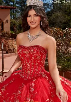 Sweet Sixteen|Quince Dresses With Sleeves^Rachel Allan Quince RQ2178 Red