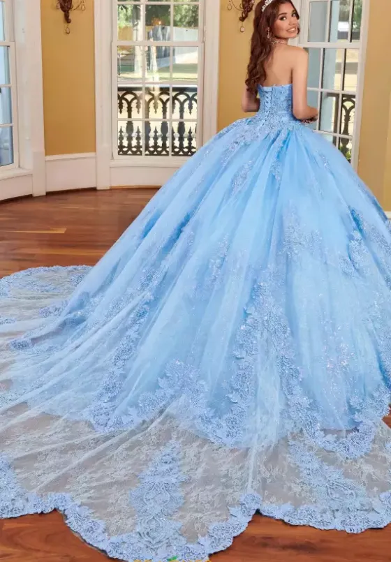 Quince Dresses With Sleeves|Plus Sized Quince Dresses^Rachel Allan Quince RQ3110 Azure