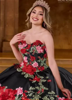 Sweet Sixteen|Plus Sized Quince Dresses^Rachel Allan Quince RQ5007 Black Red