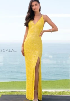 Long Homecoming Dresses|Fitted^Scala Dress 60141 Sunflower