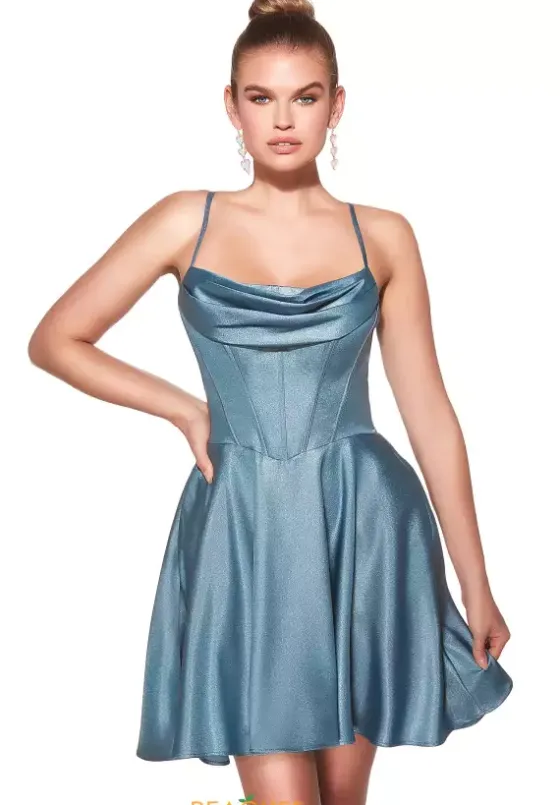 Bat Mitzvah|8Th Grade Dance^Alyce Scoop Ncekline Satin Short Dress 30047 French Blue