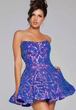Bat Mitzvah|8Th Grade Dance^Jovani Sequins A Line Dress 39927 Iridescent Ocean