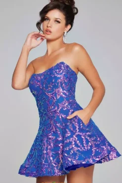Bat Mitzvah|8Th Grade Dance^Jovani Sequins A Line Dress 39927 Iridescent Ocean