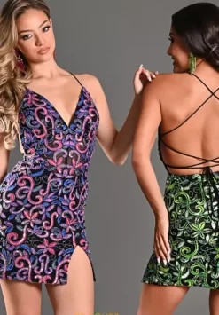 Quince Guest Dresses|Short Homecoming Dresses^Jasz Couture Sequins Short Fitted Dress 1718