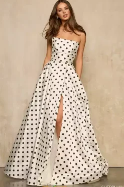 A Line|Plus Size^Sherri Hill 57871 Ivory/Black Print