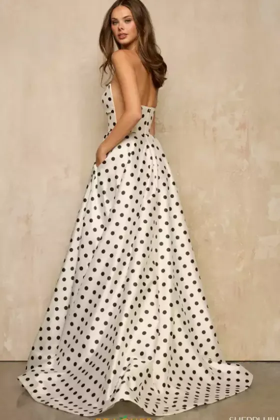 A Line|Plus Size^Sherri Hill 57871 Ivory/Black Print