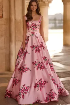 Long Dresses|Plus Sized Dresses^Sherri Hill 57481 Pink Print