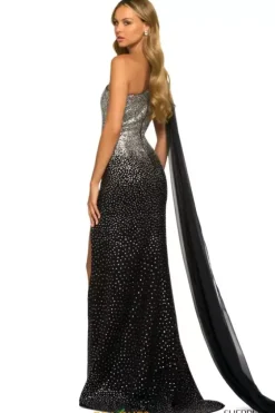 Long Homecoming Dresses|Sexy^Sherri Hill 55318 Black/Silver