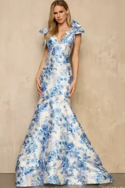 Mermaid|Fitted^Sherri Hill 57926 Ivory/Blue