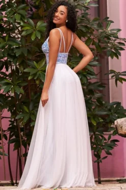 A Line|Plus Size^Sherri Hill 55070 Ivory/Blue