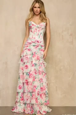 Fitted|Plus Size^Sherri Hill 57972 Ivory/Red Print