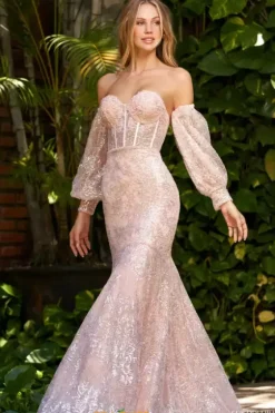 Long Sleeve Hc Dresses|Long Homecoming Dresses^Sherri Hill 54919 Blush