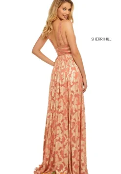 A Line|Long Dresses^Sherri Hill 52474 Black/Gold