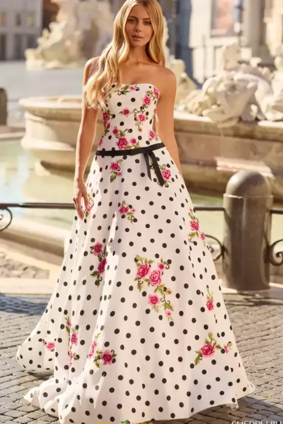 Sweet Sixteen|Long Dresses^Sherri Hill 57980 Ivory/Black/Fuchsia