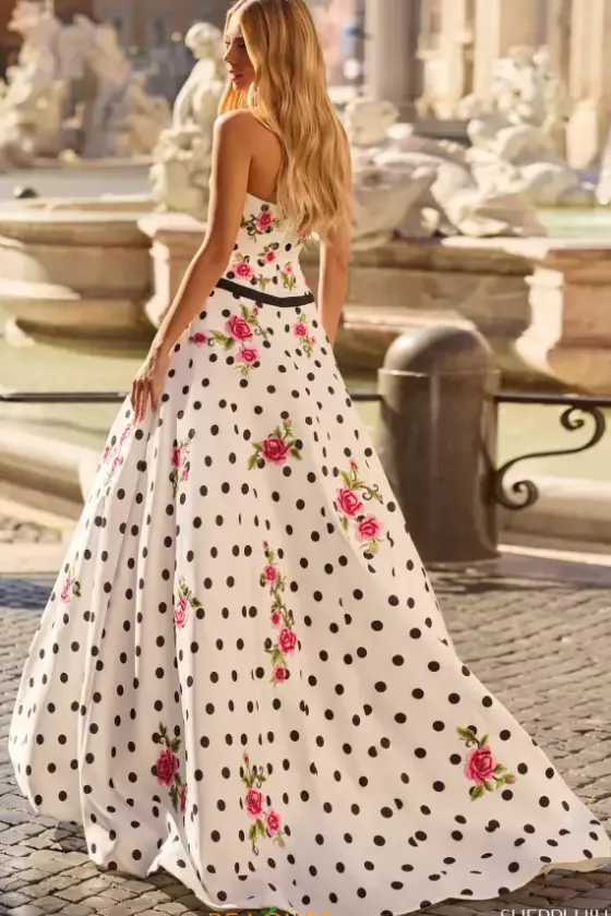 Sweet Sixteen|Long Dresses^Sherri Hill 57980 Ivory/Black/Fuchsia