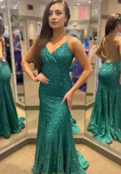 Long Homecoming Dresses|Fitted^Sherri Hill 53817 Emerald