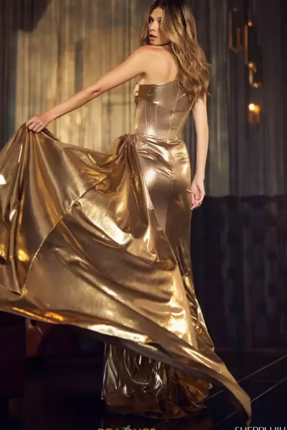 Long Homecoming Dresses|Sexy^Sherri Hill 55865 Gold