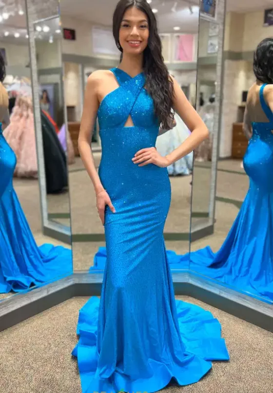 Long Homecoming Dresses|Sexy^Sherri Hill 54850 Peacock