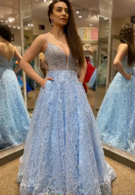 Plus Sized Dresses|Long Dresses^Sherri Hill 56212 Light Blue