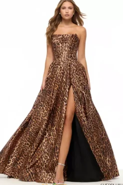 A Line|Plus Size^Sherri Hill 57831 Cheetah Print
