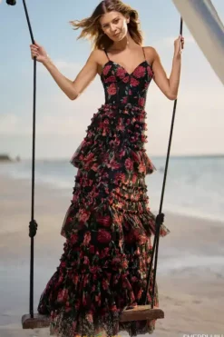 Fitted|Long Dresses^Sherri Hill 56111 Black/Red