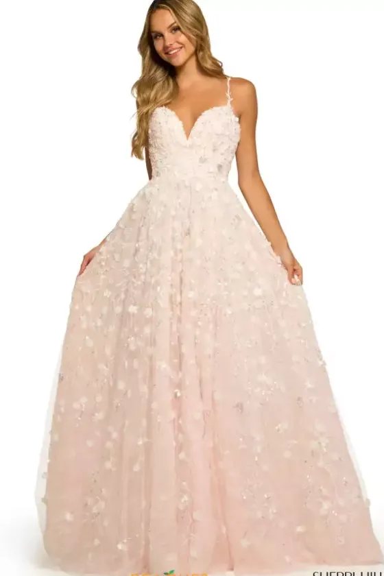 Long Dresses|Plus Sized Dresses^Sherri Hill 55529 Ivory/Blush