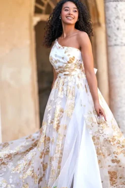 Ball Gowns|A Line^Sherri Hill 54974 Ivory/Gold