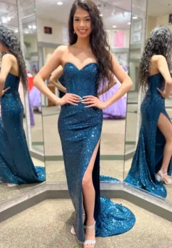 Fitted|Long Dresses^Sherri Hill 55491 Teal