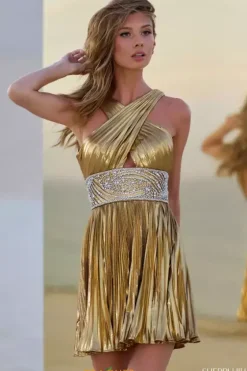 Short Homecoming Dresses|Wedding Guest^Sherri Hill Short 56512 Gold