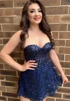 Sweet Sixteen|Bat Mitzvah^Sherri Hill Short 56603 Navy