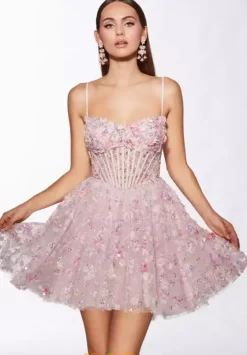 Bat Mitzvah|8Th Grade Dance^Alyce Short A Line Applique Dress 30003 Pink