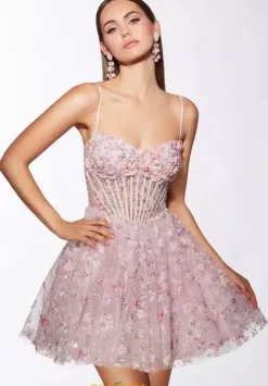 Bat Mitzvah|8Th Grade Dance^Alyce Short A Line Applique Dress 30003 Pink