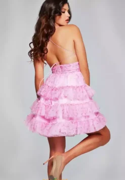Bat Mitzvah|8Th Grade Dance^Jovani Short Corset Lace Up Novelty Dress 36844 Pink