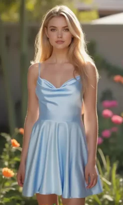 Bat Mitzvah|8Th Grade Dance^Alyce Short Satin A Line Dress 30051 Light Periwinkle