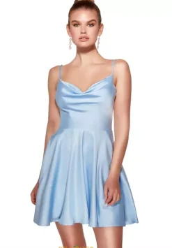 Bat Mitzvah|8Th Grade Dance^Alyce Short Satin A Line Dress 30051 Light Periwinkle