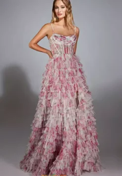 A Line|Plus Size^Alyce Slit Scoop Neckline Long Dress 61732