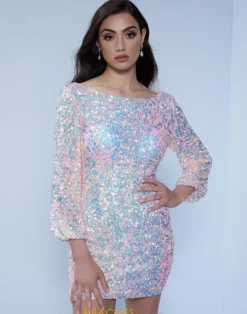Long Sleeve Hc Dresses|Short Dresses^Splash F358 Iridescent Pink