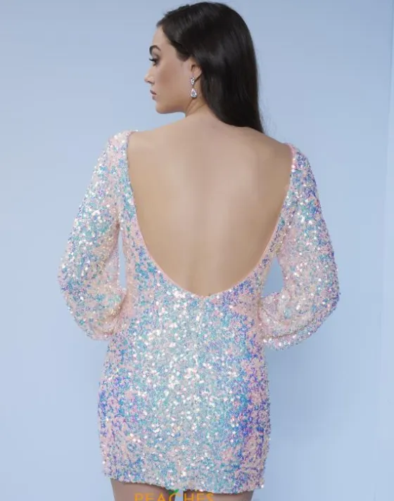 Long Sleeve Hc Dresses|Short Dresses^Splash F358 Iridescent Pink